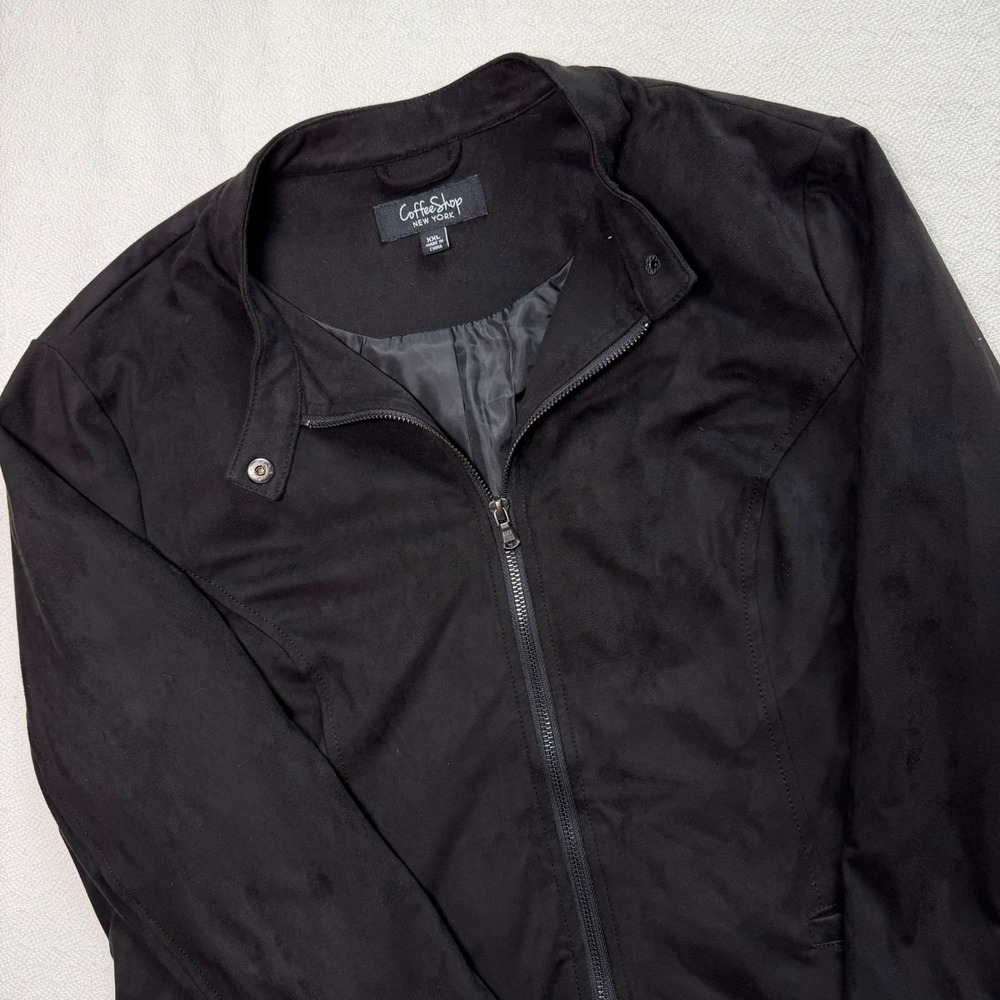 CoffeeShop New York Black Faux Suede Full Zip Fall Jacket Womens XL - Picture 1 of 15